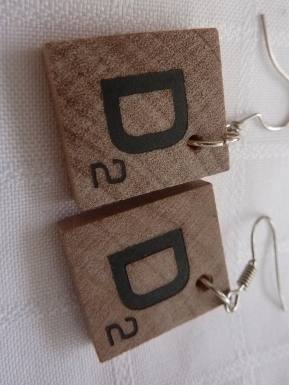No36-79 Handmade earrings made from Scrabble tiles Two available